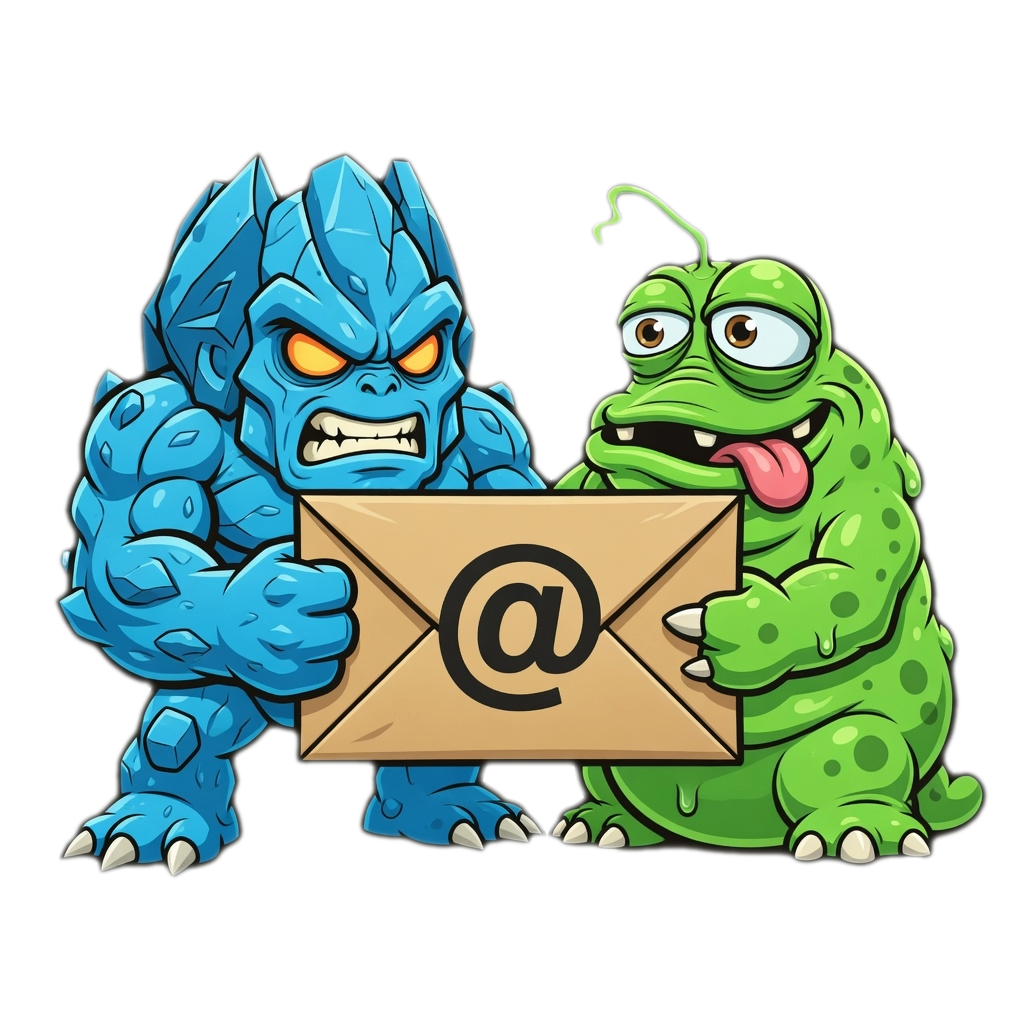 Two BuddiBods holding an envelope